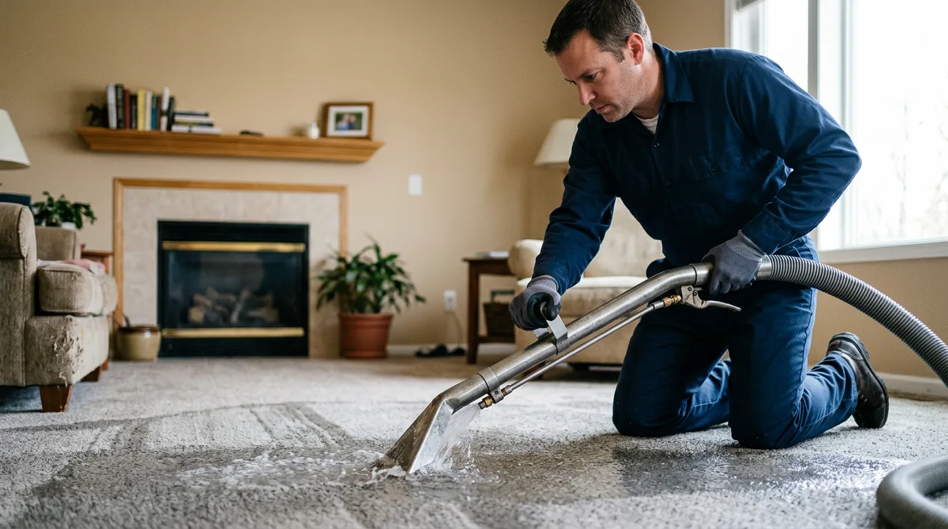 Water damage restoration technician working near Middletown, CA